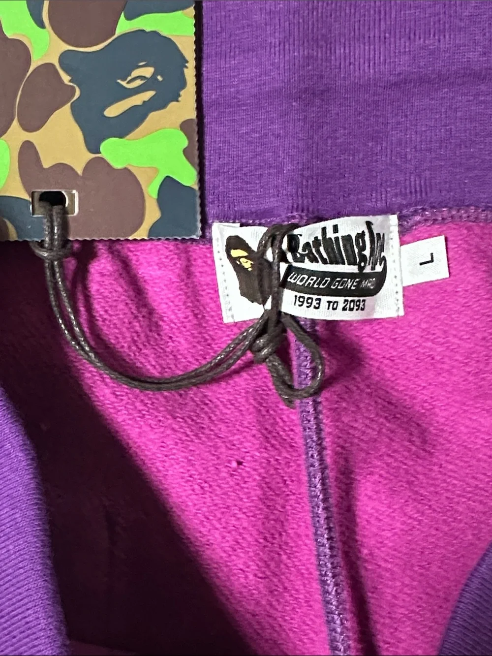 BAPE Color Camo Shark Sweat Shorts Purple Size Large NWT